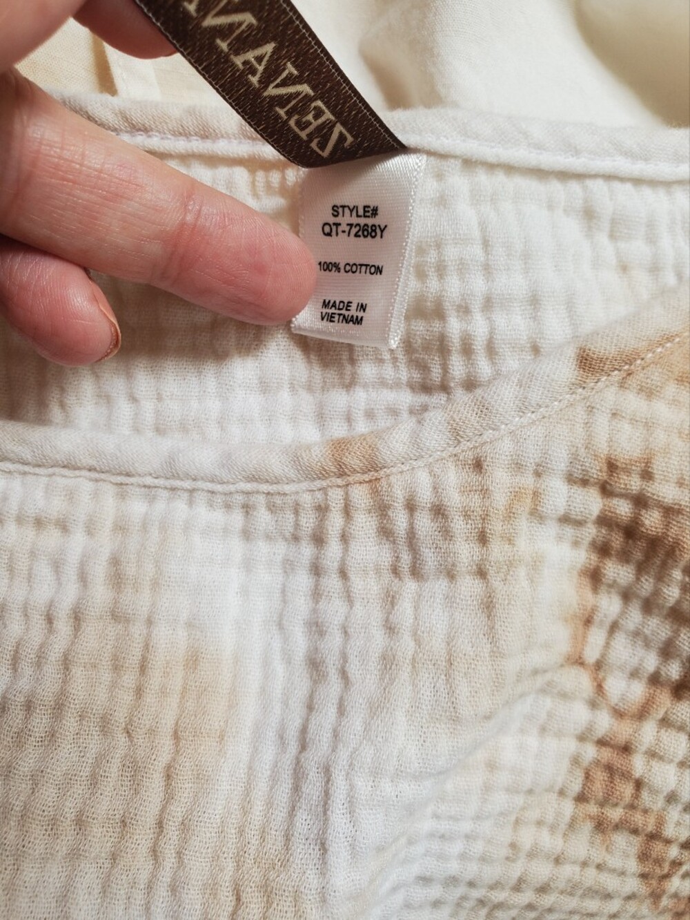 Zenana Crinkle Gauze Cotton Bib Tank Top Tea Dyed Overdyed Size LG NWOT - Picture 6 of 7